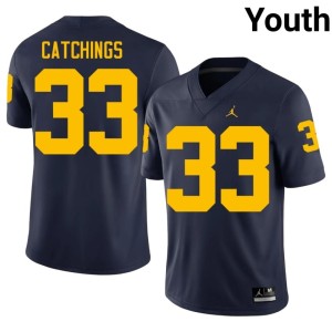 Wolverines Player Youth College Football Navy Kaden Catchings #33 Jerseys 305012-911