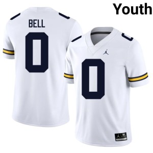 U-M College Football #0 University White Youth Kendrick Bell Jerseys 814077-718