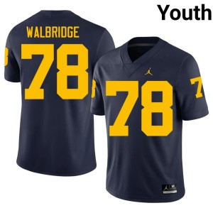 University of Michigan Youth Navy #78 College Football Marky Walbridge Official Jerseys 874442-288