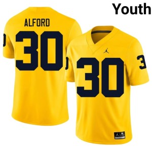 Wolverines Youth Maize #30 Stitched College Football Max Alford Jerseys 969620-219