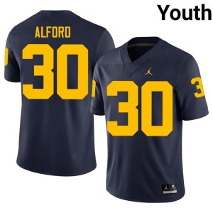 UMich College Football Youth Max Alford #30 Replica Navy Jerseys 494510-215