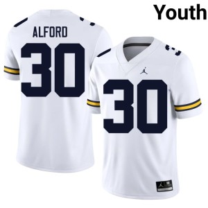 U of M Youth #30 Max Alford College Football High School White Jersey 615846-511