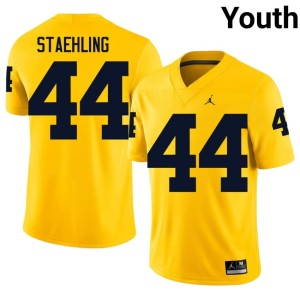 Michigan Wolverines Maize Youth Replica #44 College Football Nathaniel Staehling Jersey 690932-433