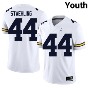 Michigan Wolverines #44 White Nathaniel Staehling Youth College Football Stitched Jerseys 962849-570