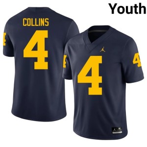 Michigan Nico Collins Youth Navy Stitched #4 College Football Jerseys 413509-689
