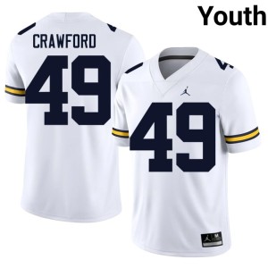Wolverines University #49 Nico Crawford Youth White College Football Jersey 804005-627