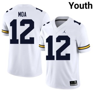 MICH Salesi Moa White #12 College Football Youth Embroidery Jersey 723818-841