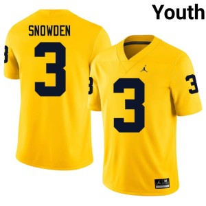 Michigan Wolverines Youth #3 Smith Snowden College Football Maize Official Jerseys 610270-616