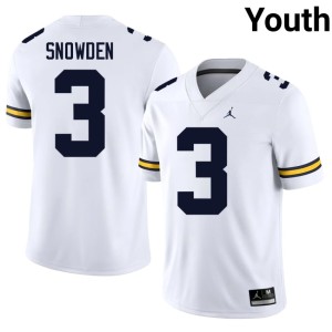 U-M Youth NCAA #3 Smith Snowden White College Football Jersey 938813-134