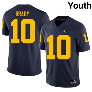 Michigan Youth College Football #10 Embroidery Tom Brady Navy Jerseys 335533-161