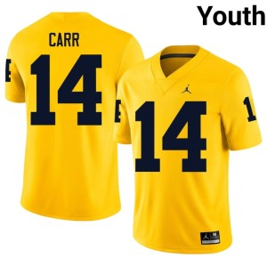Michigan Wolverines 2026 #14 Youth Tommy Carr Maize College Football Jerseys 879129-576