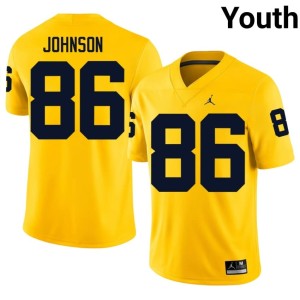Michigan Wolverines High School College Football Maize Youth #86 Travis Johnson Jerseys 710232-388
