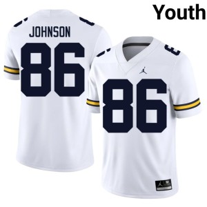 University of Michigan Travis Johnson Replica Youth #86 College Football White Jerseys 507776-707
